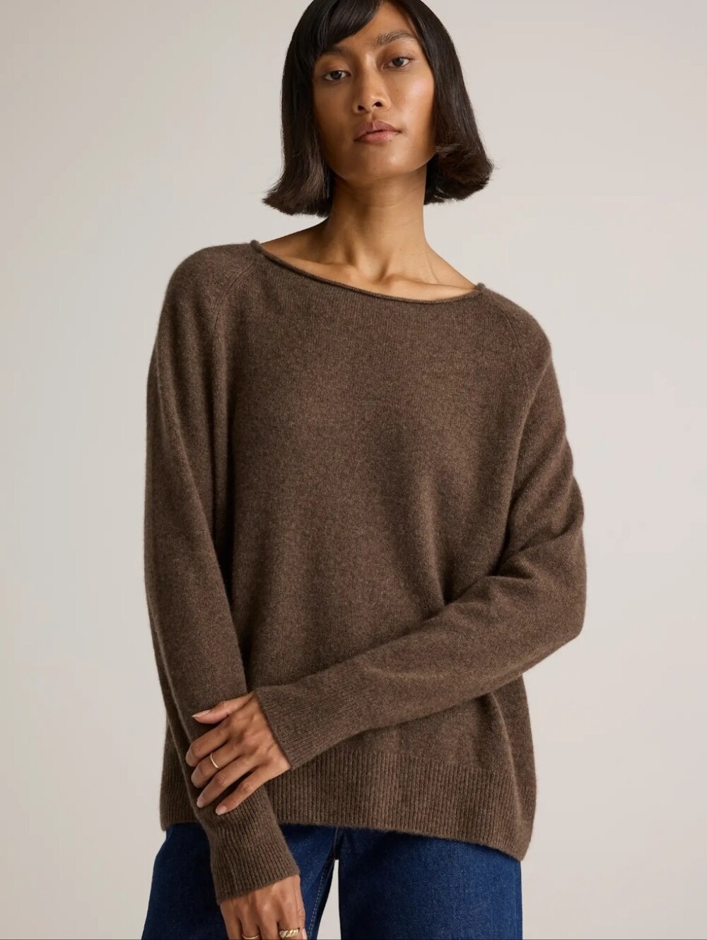 Quince Mongolian Cashmere Boat Neck Sweater Brown Size S